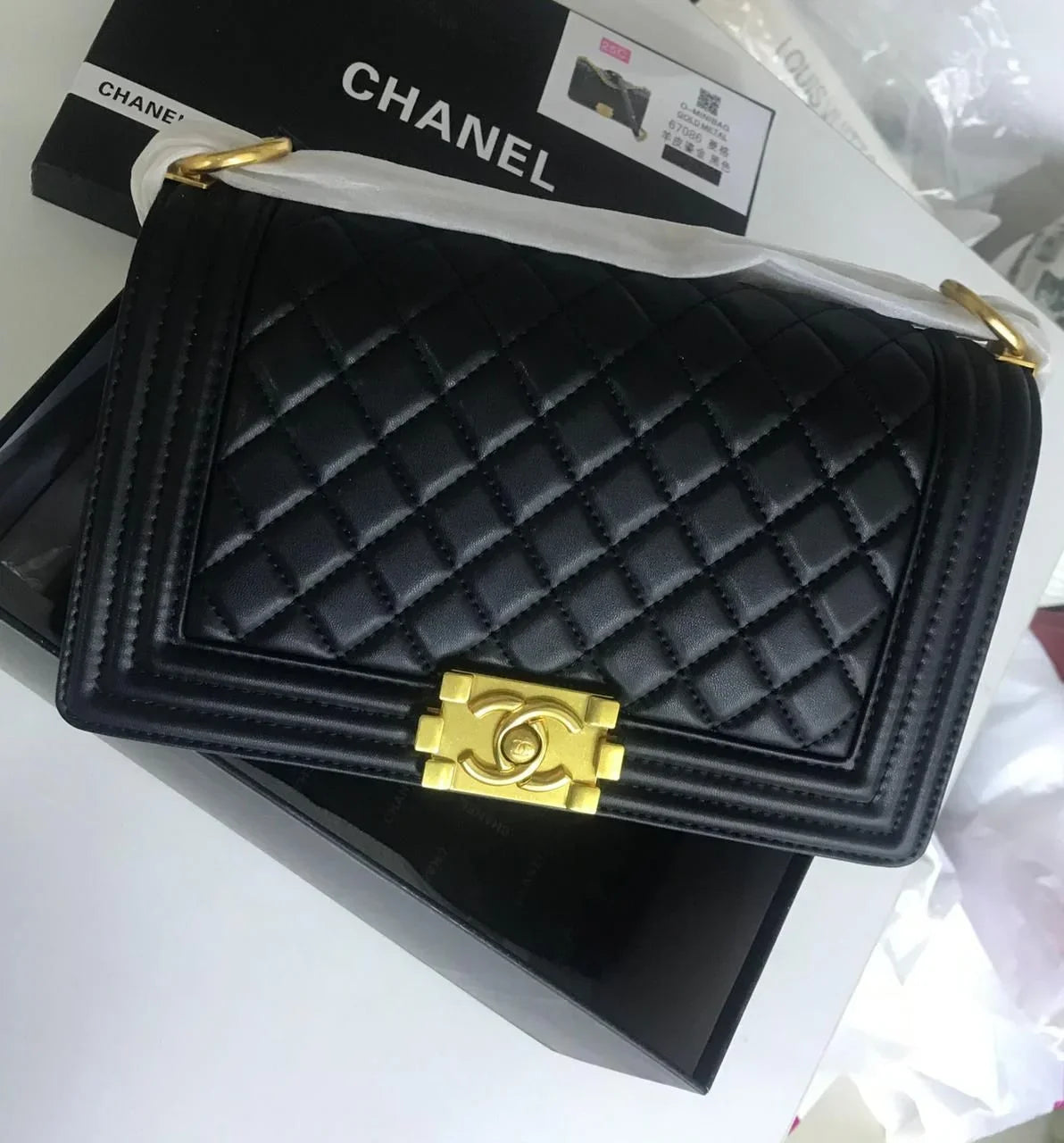 Chanel Boy Handbag For Women With Golden Hardware